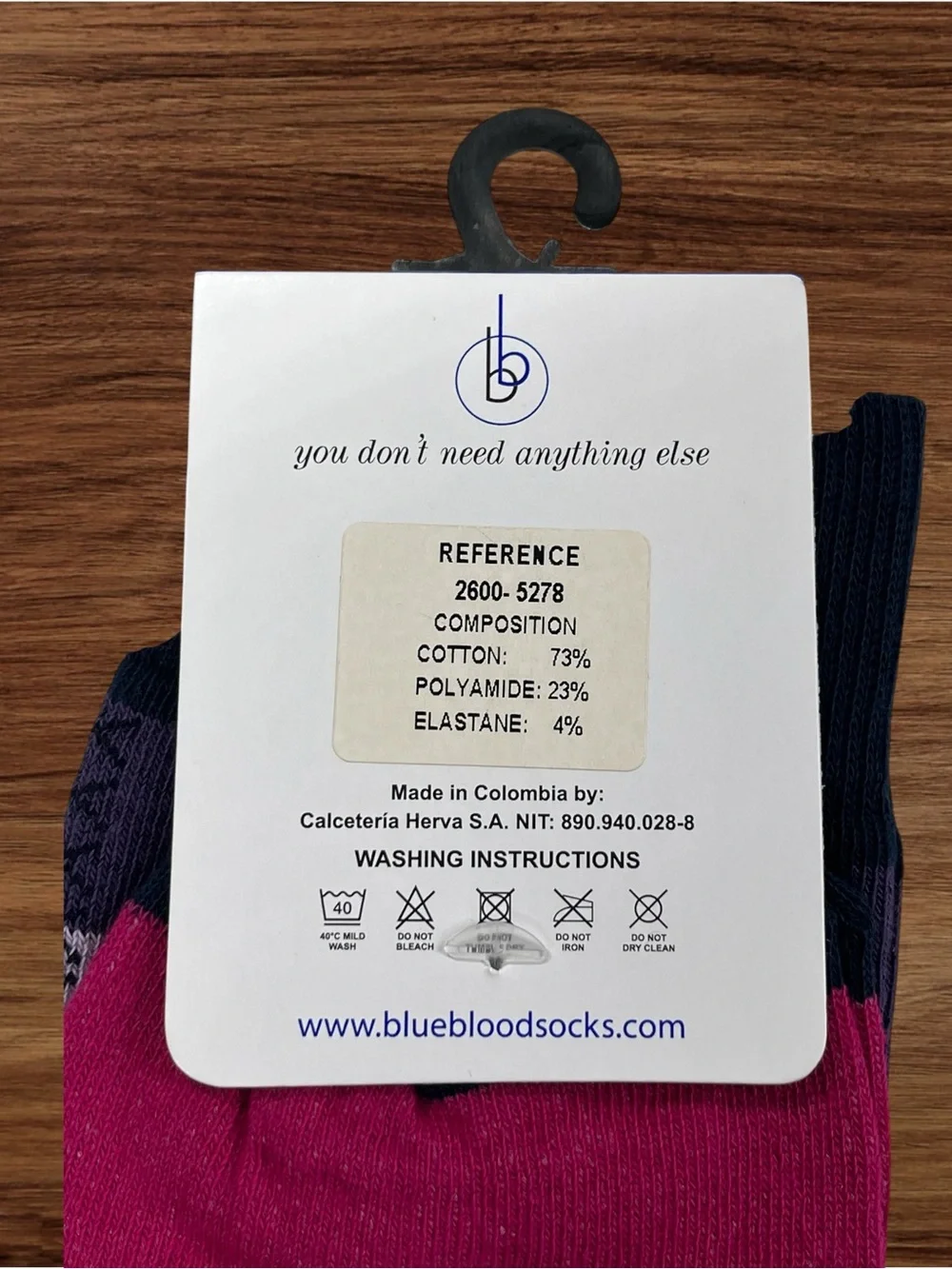 Blueblood Pink Crew Socks with Stitch Print. OS